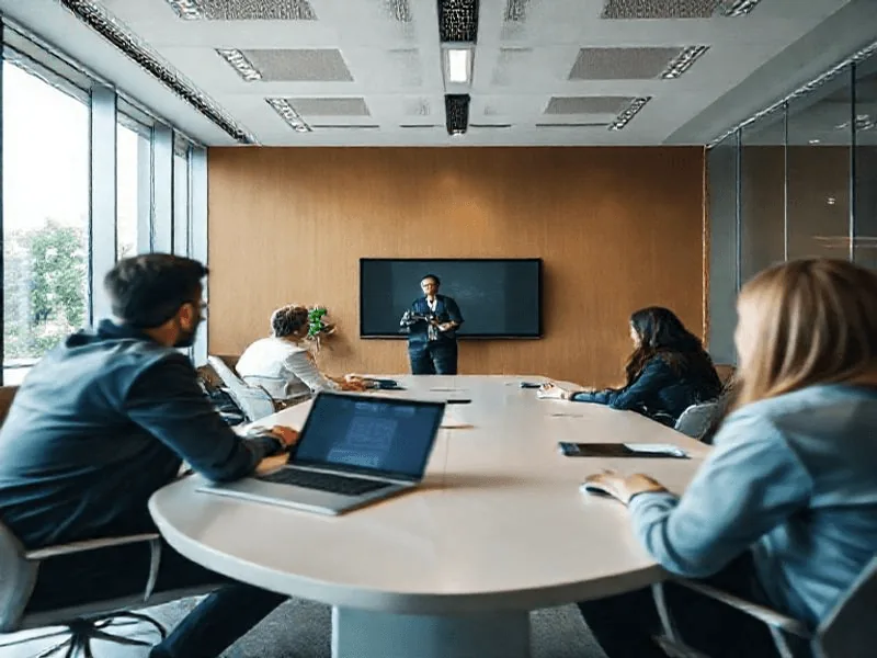 Executivo apresentando estrutura de comissões progressivas para equipe comercial