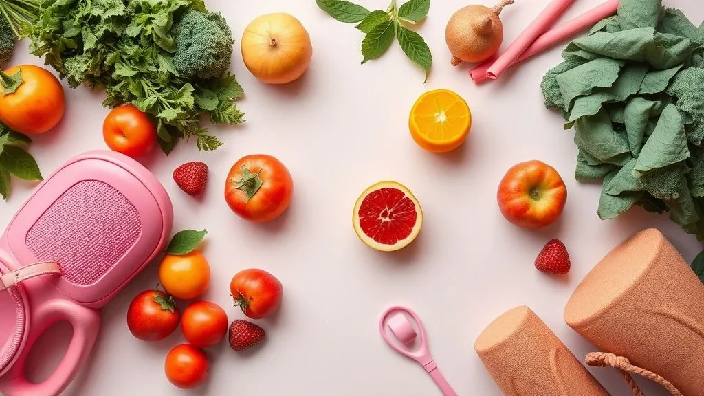 Alimentação equilibrada com frutas, vegetais e saúde